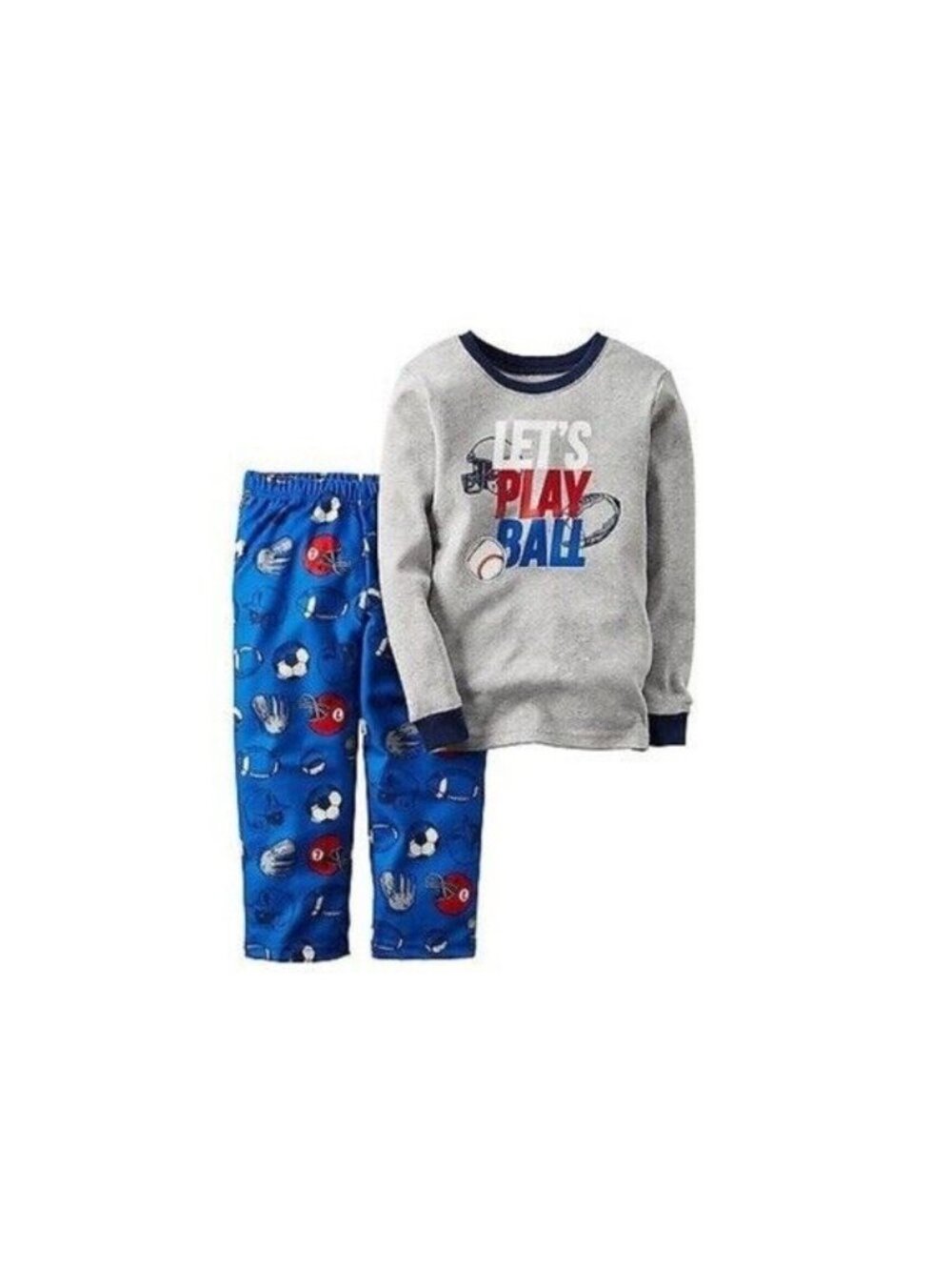 Toddler Boys LETS PLAY BALL 2 Piece Fleece & Cotton Pajamas Set Pjs Sleep 4T 4